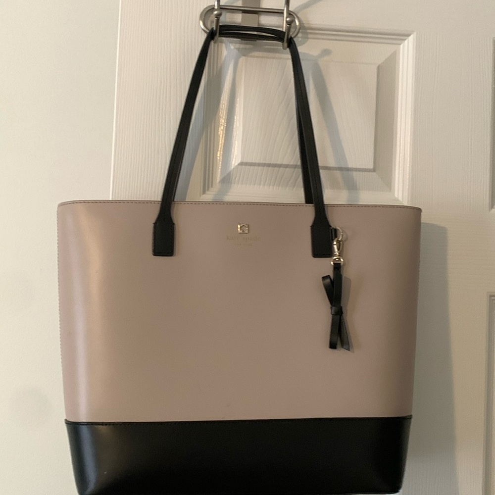Kate Spade Two-Tone Tote in Taupe and Black